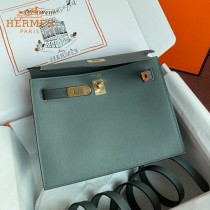 HERMES  杏仁绿  愛馬仕 原單evercolor皮 Kelly DanSe 22cm  金銀扣