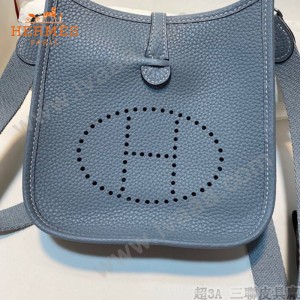 HERMES愛馬仕-019   原單伊芙琳 mini evelyne 17cm 金銀扣現貨蠟線