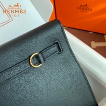 HERMES  黑色  愛馬仕 原單evercolor皮 Kelly DanSe 22cm  金銀扣