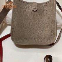 HERMES愛馬仕-022   原單伊芙琳 mini evelyne 17cm 金銀扣現貨蠟線