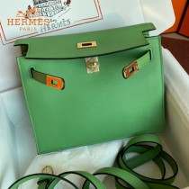HERMES  牛油果绿  愛馬仕 原單evercolor皮 Kelly DanSe 22cm  金銀扣