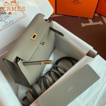 HERMES  沥青灰  愛馬仕 原單evercolor皮 Kelly DanSe 22cm  金銀扣
