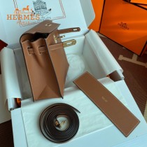 HERMES  金棕  愛馬仕 原單evercolor皮 Kelly DanSe 22cm  金銀扣