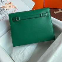 HERMES  丝绒绿  愛馬仕 原單evercolor皮 Kelly DanSe 22cm  金銀扣