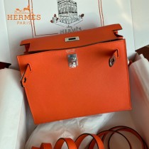 HERMES  橙色  愛馬仕 原單evercolor皮 Kelly DanSe 22cm  金銀扣