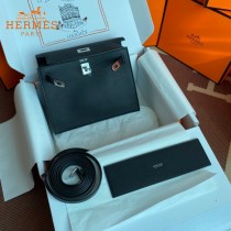 HERMES  黑色  愛馬仕 原單evercolor皮 Kelly DanSe 22cm  金銀扣