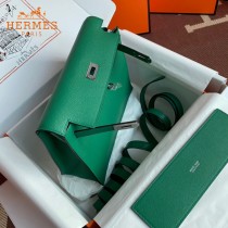 HERMES  丝绒绿  愛馬仕 原單evercolor皮 Kelly DanSe 22cm  金銀扣
