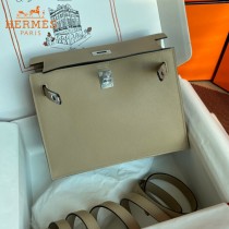 HERMES  风衣灰  愛馬仕 原單evercolor皮 Kelly DanSe 22cm  金銀扣