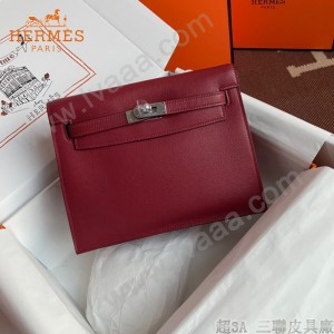HERMES  酒红  愛馬仕 原單evercolor皮 Kelly DanSe 22cm  金銀扣