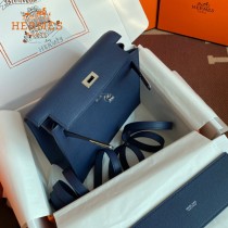 HERMES  深蓝  愛馬仕 原單evercolor皮 Kelly DanSe 22cm  金銀扣