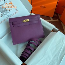 HERMES  海葵紫  愛馬仕 原單evercolor皮 Kelly DanSe 22cm  金銀扣