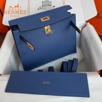 HERMES  希腊蓝  愛馬仕 原單evercolor皮 Kelly DanSe 22cm  金銀扣