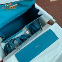 HERMES  牛仔蓝  愛馬仕 原單evercolor皮 Kelly DanSe 22cm  金銀扣