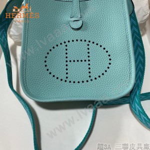 HERMES愛馬仕-09   原單伊芙琳 mini evelyne 17cm 金銀扣現貨蠟線