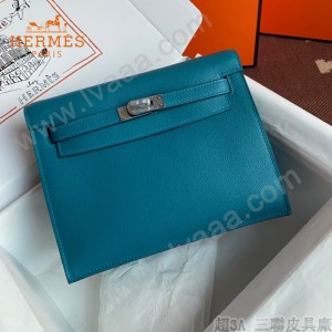 HERMES  牛仔蓝  愛馬仕 原單evercolor皮 Kelly DanSe 22cm  金銀扣