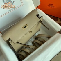 HERMES  风衣灰  愛馬仕 原單evercolor皮 Kelly DanSe 22cm  金銀扣