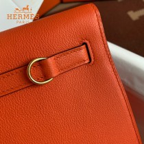 HERMES  橙色  愛馬仕 原單evercolor皮 Kelly DanSe 22cm  金銀扣