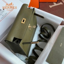 HERMES  丛林绿  愛馬仕 原單evercolor皮 Kelly DanSe 22cm  金銀扣