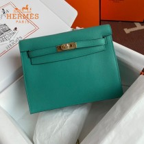 HERMES  孔雀蓝  愛馬仕 原單evercolor皮 Kelly DanSe 22cm  金銀扣