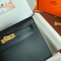 HERMES  黑色  愛馬仕 原單evercolor皮 Kelly DanSe 22cm  金銀扣