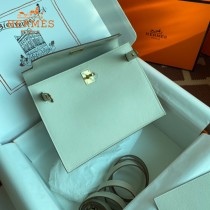 HERMES  奶昔白  愛馬仕 原單evercolor皮 Kelly DanSe 22cm  金銀扣