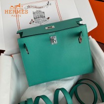 HERMES  孔雀蓝  愛馬仕 原單evercolor皮 Kelly DanSe 22cm  金銀扣