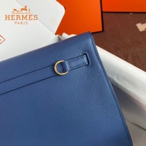 HERMES  希腊蓝  愛馬仕 原單evercolor皮 Kelly DanSe 22cm  金銀扣