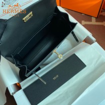HERMES  黑色  愛馬仕 原單evercolor皮 Kelly DanSe 22cm  金銀扣