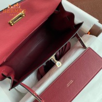 HERMES  酒红  愛馬仕 原單evercolor皮 Kelly DanSe 22cm  金銀扣