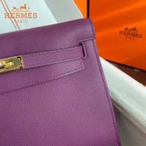 HERMES  海葵紫  愛馬仕 原單evercolor皮 Kelly DanSe 22cm  金銀扣