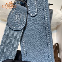 HERMES愛馬仕-019   原單伊芙琳 mini evelyne 17cm 金銀扣現貨蠟線