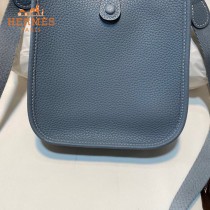 HERMES愛馬仕-019   原單伊芙琳 mini evelyne 17cm 金銀扣現貨蠟線