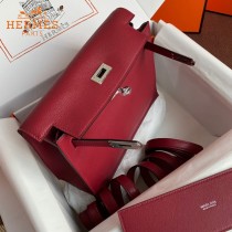HERMES  酒红  愛馬仕 原單evercolor皮 Kelly DanSe 22cm  金銀扣