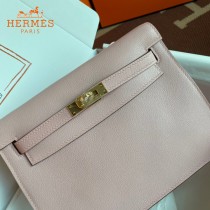 HERMES  3Q粉  愛馬仕 原單evercolor皮 Kelly DanSe 22cm  金銀扣