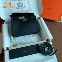 HERMES  黑色  愛馬仕 原單evercolor皮 Kelly DanSe 22cm  金銀扣