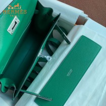 HERMES  丝绒绿  愛馬仕 原單evercolor皮 Kelly DanSe 22cm  金銀扣