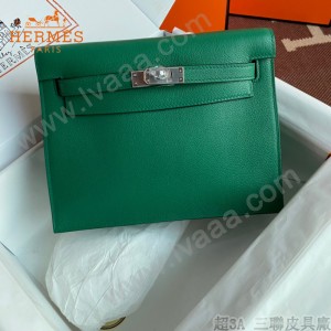 HERMES  丝绒绿  愛馬仕 原單evercolor皮 Kelly DanSe 22cm  金銀扣