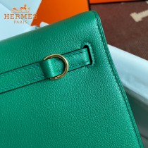 HERMES  丝绒绿  愛馬仕 原單evercolor皮 Kelly DanSe 22cm  金銀扣