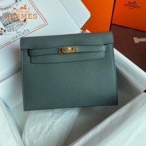 HERMES  杏仁绿  愛馬仕 原單evercolor皮 Kelly DanSe 22cm  金銀扣