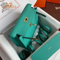 HERMES  孔雀蓝  愛馬仕 原單evercolor皮 Kelly DanSe 22cm  金銀扣