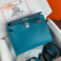 HERMES  牛仔蓝  愛馬仕 原單evercolor皮 Kelly DanSe 22cm  金銀扣