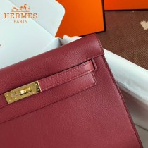HERMES  酒红  愛馬仕 原單evercolor皮 Kelly DanSe 22cm  金銀扣
