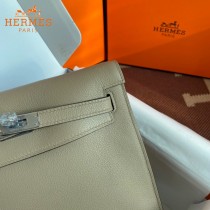 HERMES  风衣灰  愛馬仕 原單evercolor皮 Kelly DanSe 22cm  金銀扣