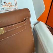 HERMES  金棕  愛馬仕 原單evercolor皮 Kelly DanSe 22cm  金銀扣