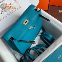 HERMES  牛仔蓝  愛馬仕 原單evercolor皮 Kelly DanSe 22cm  金銀扣