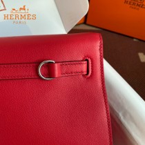 HERMES  大紅  愛馬仕 原單evercolor皮 Kelly DanSe 22cm  金銀扣