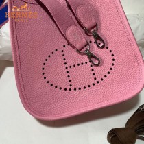 HERMES愛馬仕-010   原單伊芙琳 mini evelyne 17cm 金銀扣現貨蠟線