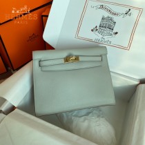 HERMES  珍珠灰  愛馬仕 原單evercolor皮 Kelly DanSe 22cm  金銀扣