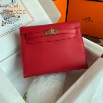HERMES  大紅  愛馬仕 原單evercolor皮 Kelly DanSe 22cm  金銀扣