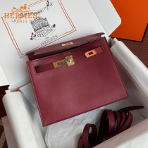 HERMES  酒红  愛馬仕 原單evercolor皮 Kelly DanSe 22cm  金銀扣